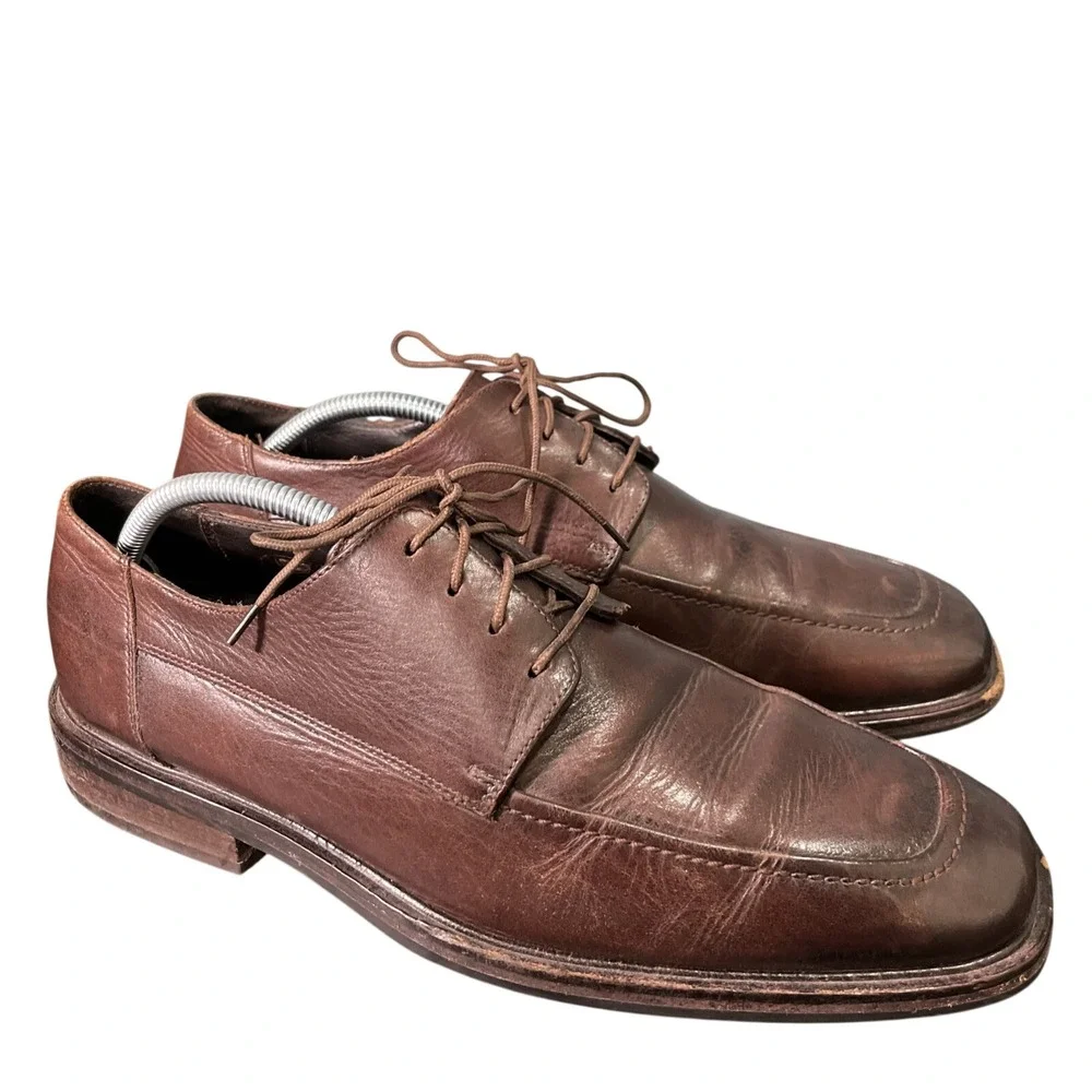 Cole Haan Oxford‎ Mens 11 Brown Waterproof Apron Toe Leather Dress Shoes Classic